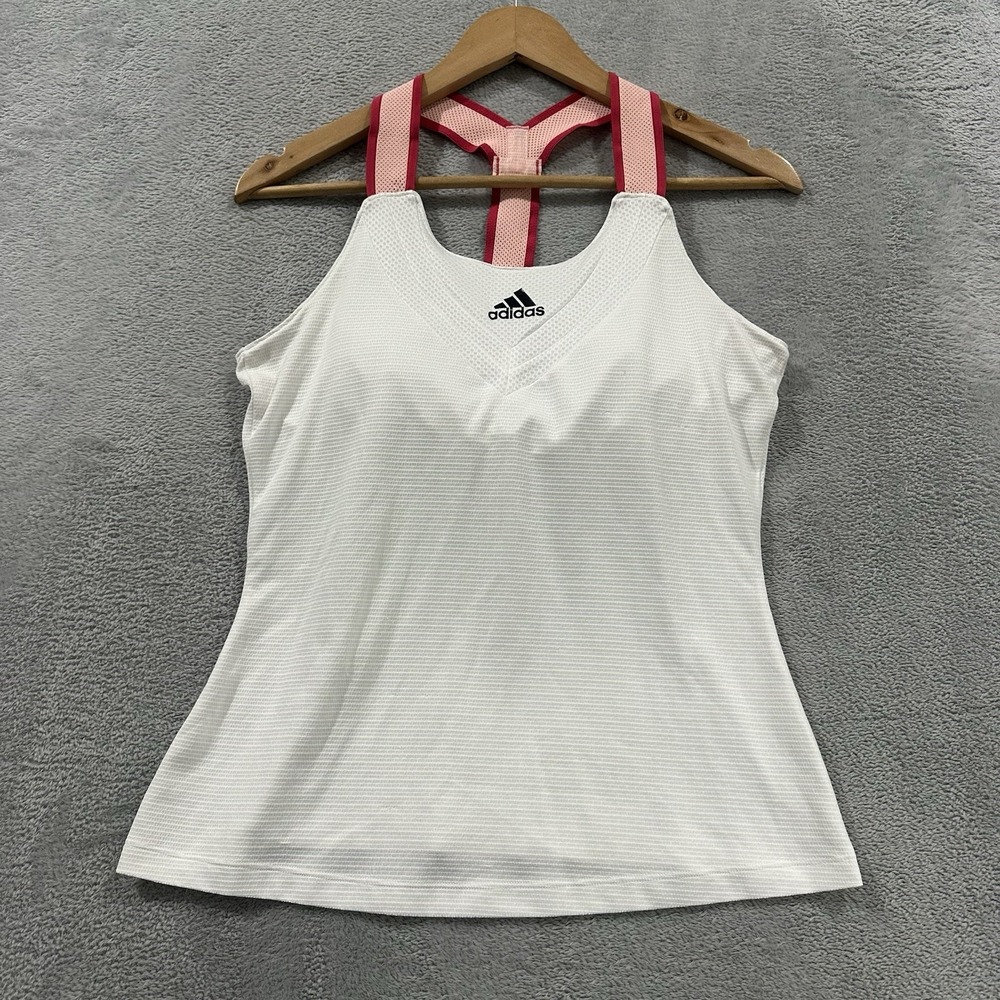 Adidas HEAT.RDY Tennis Y-Tank Top Women's XS / S White Pink Straps Activewear
